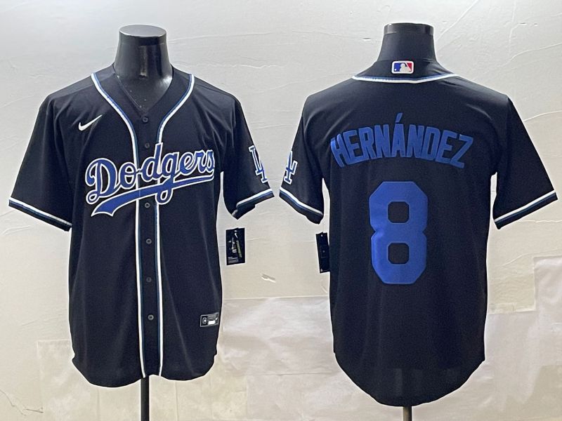 Men 2025 Los Angeles Dodgers #8 Hernandez Black Three generations Fashion Nike MLB Jersey style 6